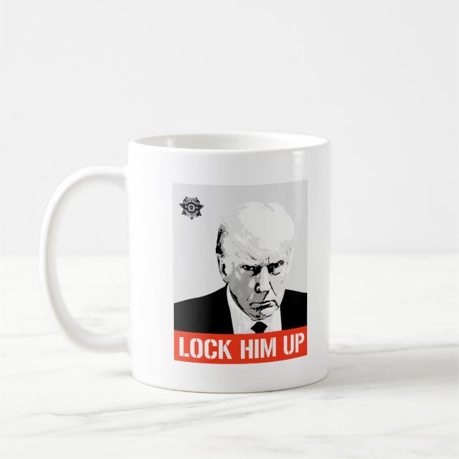 Lock Him Up: Trump Mugshot Coffee Mug (Left)
