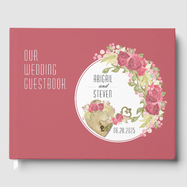 Lock & Key Round Wedding Guestbook (Front)