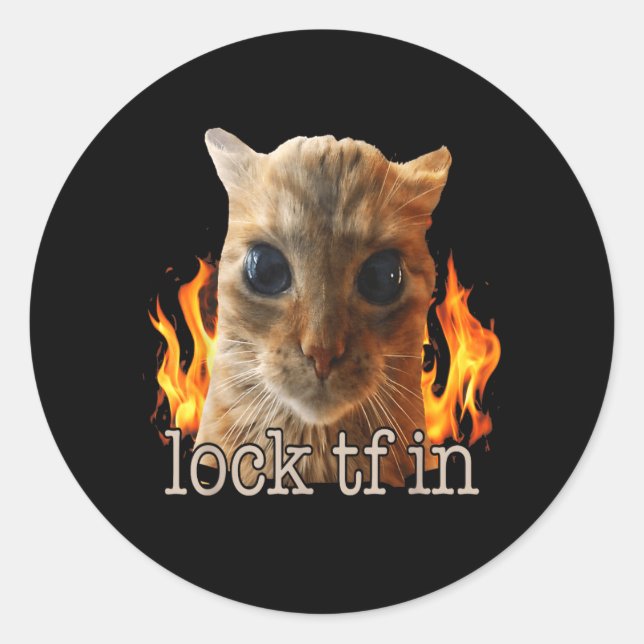 Lock tf in cat classic round sticker (Front)