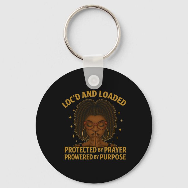 Lock'd And Loaded Protected By Prayer Powered By P Key Ring (Front)