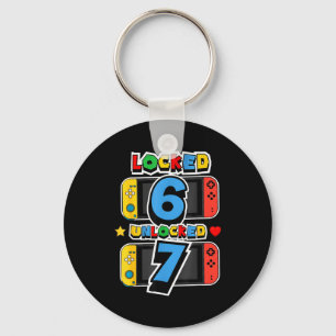 Locked 6 unlocked 7 7th birthday video game 7 year key ring
