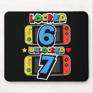 Locked 6 unlocked 7 7th birthday video game 7 year mouse pad