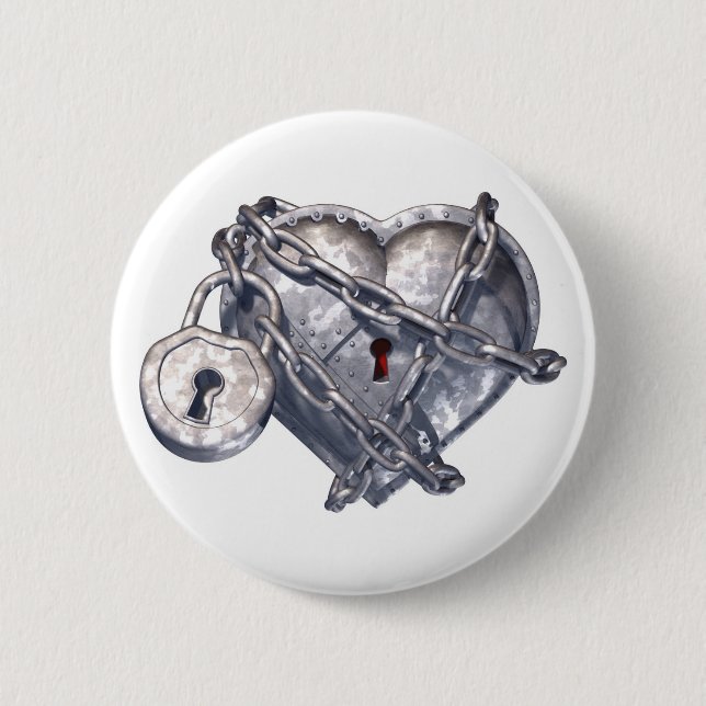 Locked Heart 6 Cm Round Badge (Front)