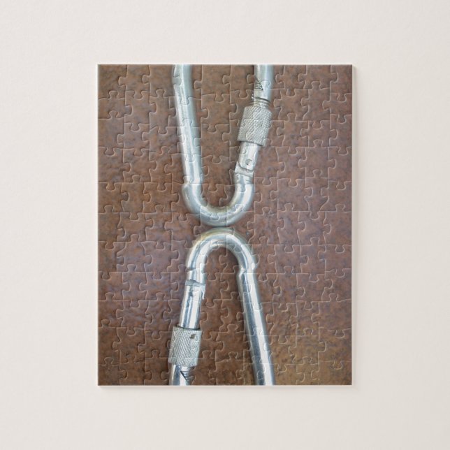 Locked In: Durable Steel Carabiner Lock Design Jigsaw Puzzle (Vertical)