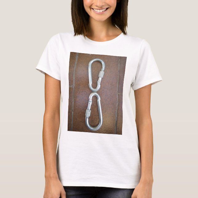 Locked In: Durable Steel Carabiner Lock Design T-Shirt (Front)
