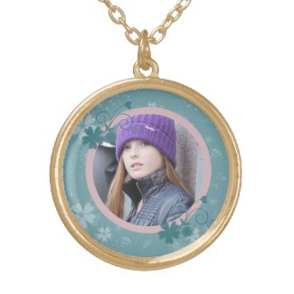 Locket gift photo necklace gold and blue