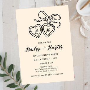 Locket Illustration Heart Locket Engagement Party Invitation