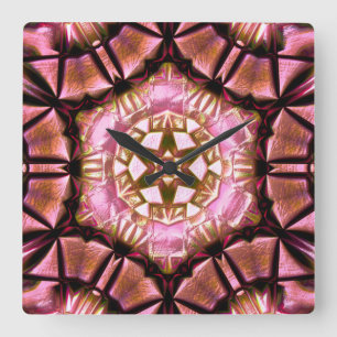 Locket in pinkish salmon brushed with burnt thread square wall clock