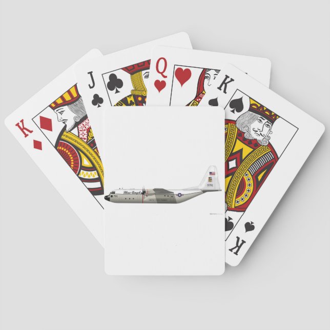 Lockheed C-130 Hercules Blue Angels Grey Playing Cards (Back)