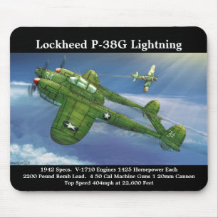 Lockheed P-38G Lightning Aeroplane Mouse Pad