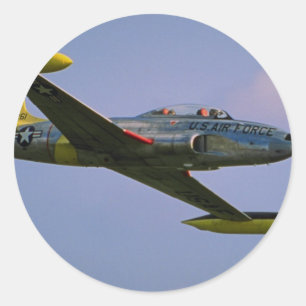 Lockheed T-33 Silverstar in flight at Duxford, Cam Classic Round Sticker