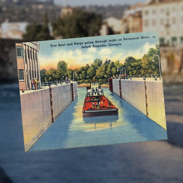 Locks on Savannah River in Augusta GA Historic Postcard (Creator Uploaded)