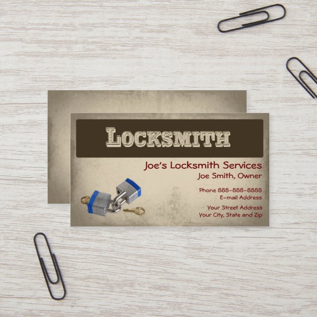 Locksmith Business Card (Front/Back In Situ)