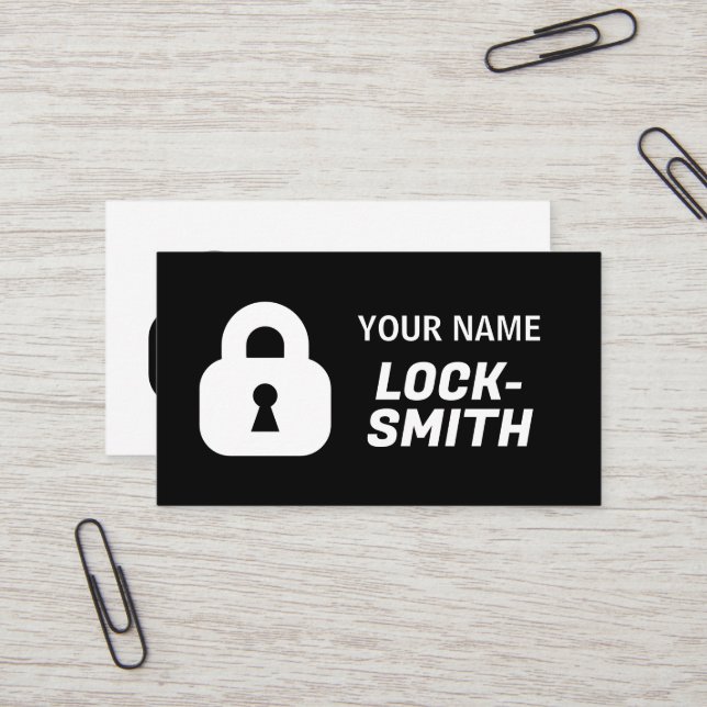 Locksmith Business Card template with padlock logo (Front/Back In Situ)