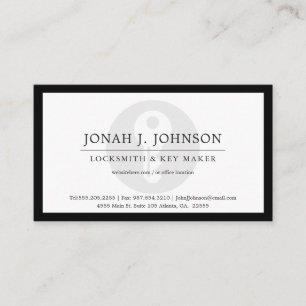 Locksmith & Keymaker Minimal Key Symbol Blk Edge Business Card