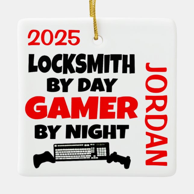 Locksmith Loves Playing Video Games Ceramic Ornament (Front)