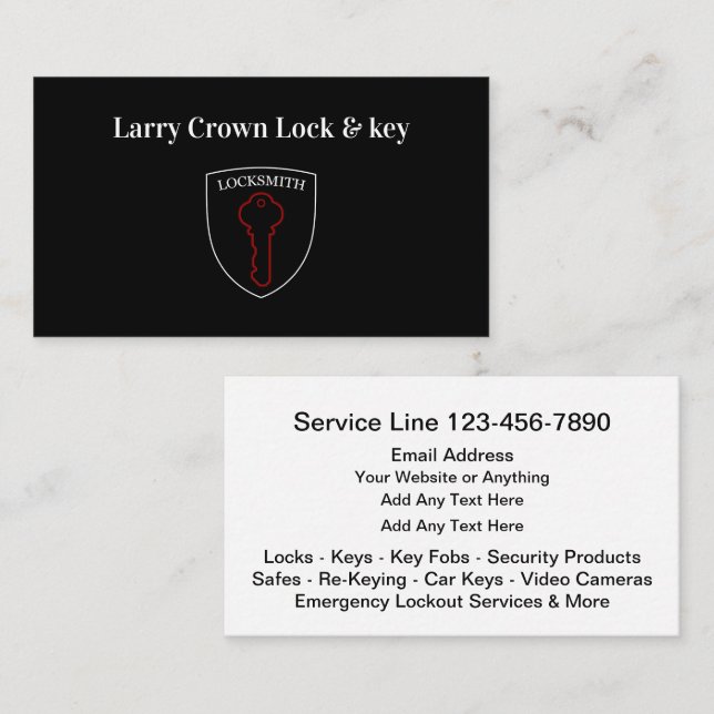 Locksmith Professional Business Cards Template (Front/Back)