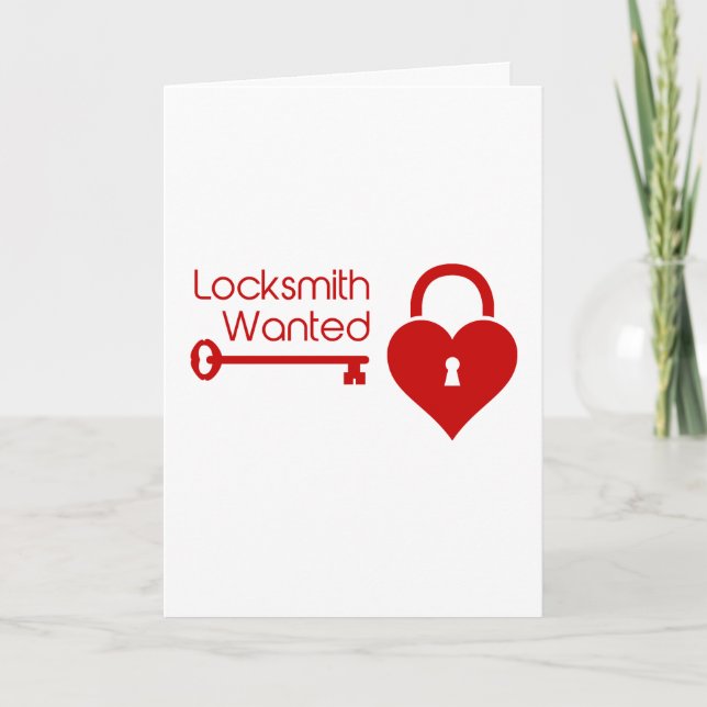 Locksmith Wanted Valentine's Day Heart Lock Holiday Card (Front)