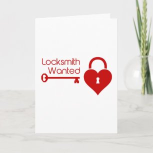 Locksmith Wanted Valentine's Day Heart Lock Holiday Card