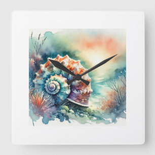 Loco in watercolor painting 151024AREF101 - Waterc Square Wall Clock