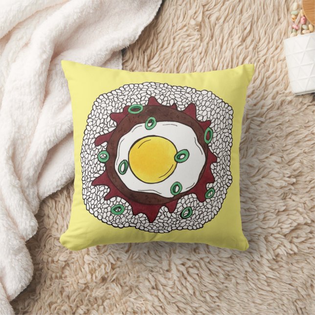 Loco Moco Hawaiian Cuisine Food Rice Hamburger Egg Cushion (Blanket)