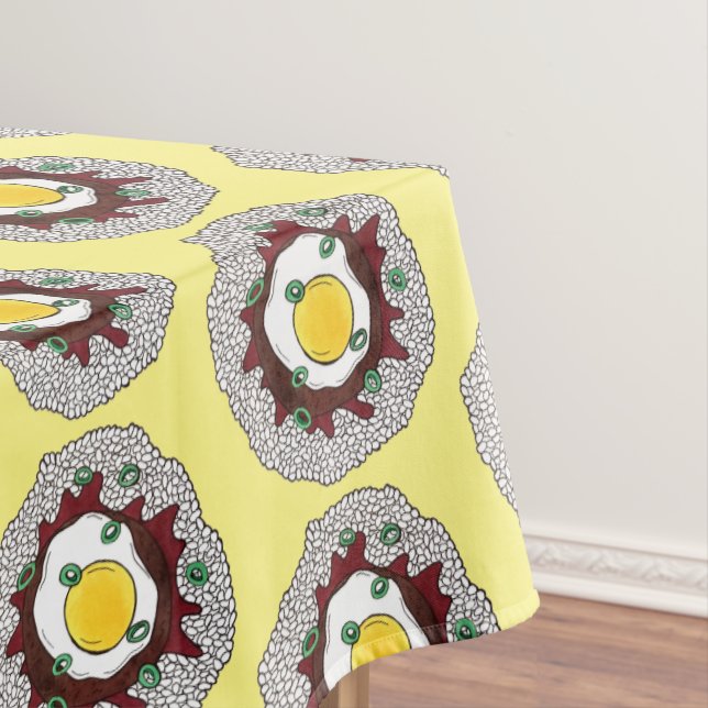 Loco Moco Hawaiian Cuisine Food Rice Hamburger Egg Tablecloth (In Situ)