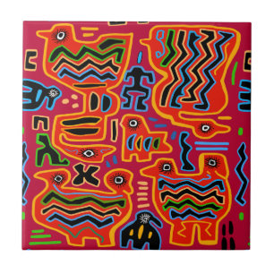 Loco Pajaros con Dos Cabezas Ceramic Tile