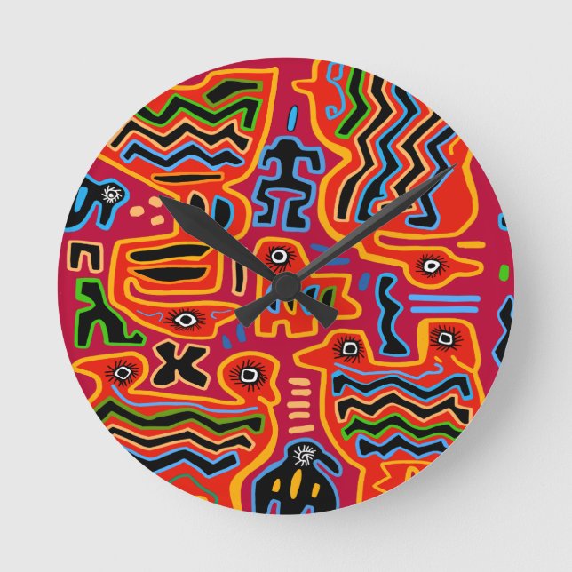 Loco Pajaros con Dos Cabezas Round Clock (Front)