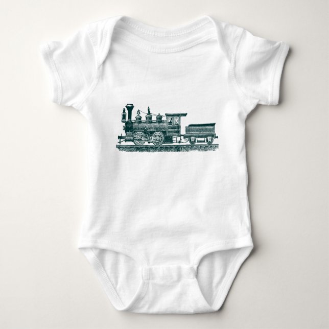 Locomotive 02 - Dark Green Baby Bodysuit (Front)