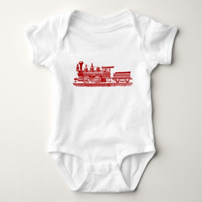 Locomotive 02 - Ruby Red Baby Bodysuit (Front)