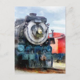 Locomotive and Caboose Postcard