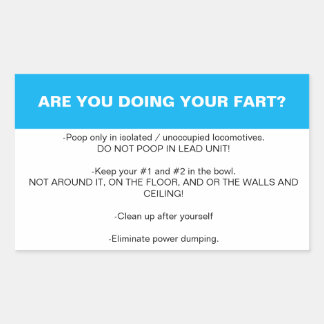 Locomotive bathroom etiquette rectangular sticker