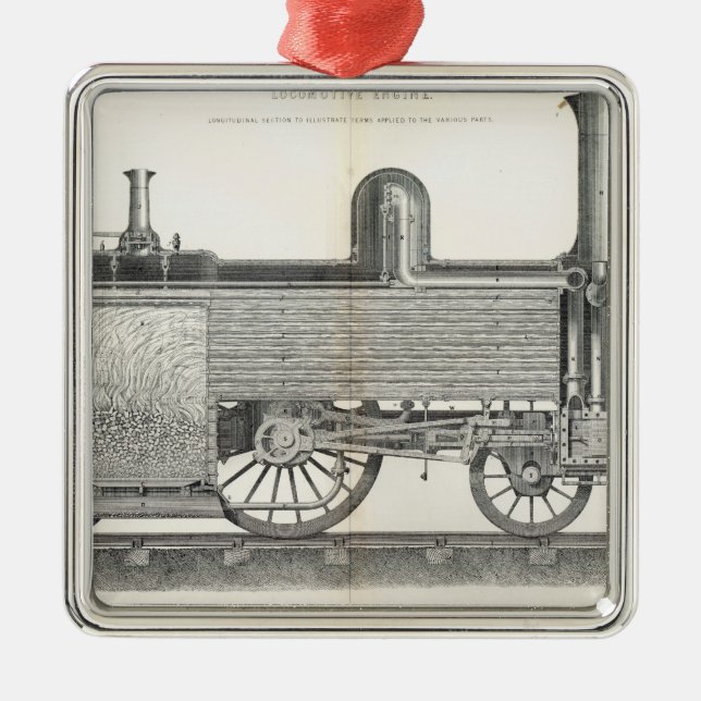 Locomotive Engine, engraved by J.W. Lowry Metal Tree Decoration (Front)