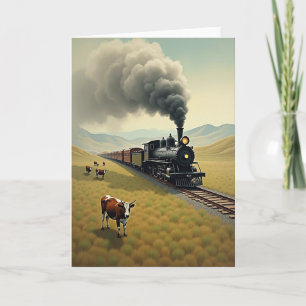 Locomotive Floral Fathers Day Card
