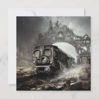 Locomotive Haunted Ghost Train Holiday Card