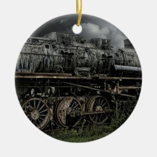 locomotive steam engine train rail railway ceramic tree decoration