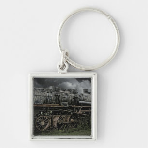locomotive steam engine train rail railway key ring