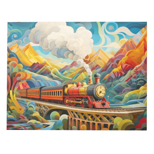 Locomotive Train Concept Abstract Colourful Scener Notepad (Front)