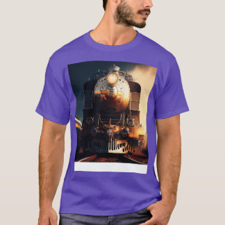 Locomotive Train Railroad Railway Railfan AI Artwo T-Shirt
