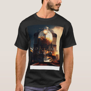 Locomotive Train Railroad Railway Railfan AI Artwo T-Shirt