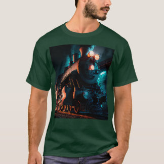 Locomotive Train Railroad Railway Railfan AI Artwo T-Shirt