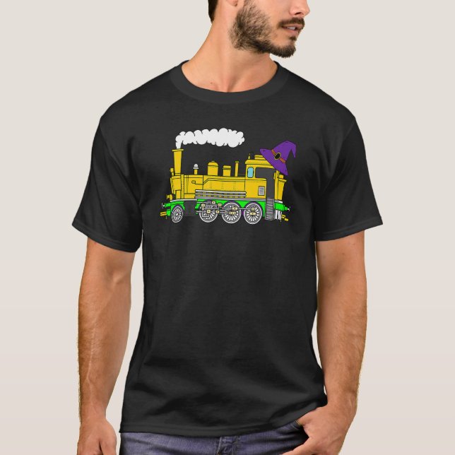 Locomotive Train Witch hat Lazy Halloween Costume  T-Shirt (Front)