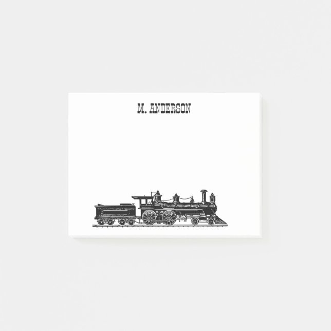 Locomotive with Coal Car Personalised Post-it Notes (Front)