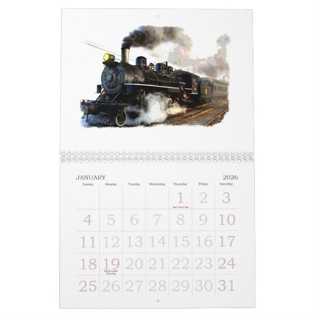 Locomotives- Steam And Diesel Wall Calendar (Jan 2026)