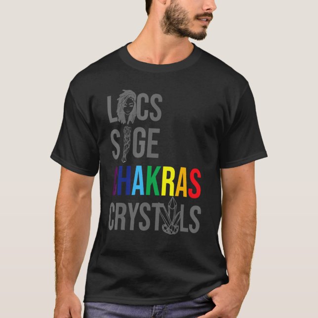 Locs Sage Chakras Crystals Black History Month Afr T-Shirt (Front)
