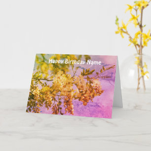 Locust Blossoms Art Personalised Birthday Card
