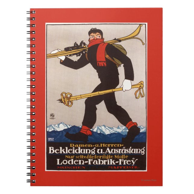 Loden Ski Clothes Skiing Advertisement Poster Notebook (Front)