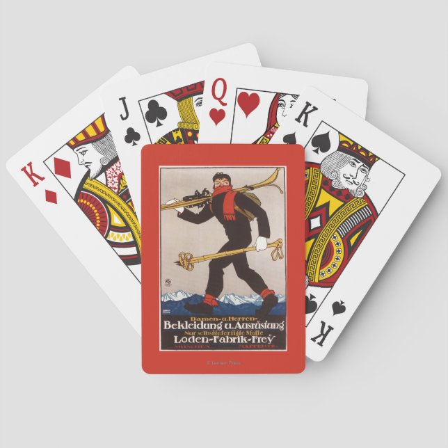 Loden Ski Clothes Skiing Advertisement Poster Playing Cards (Back)
