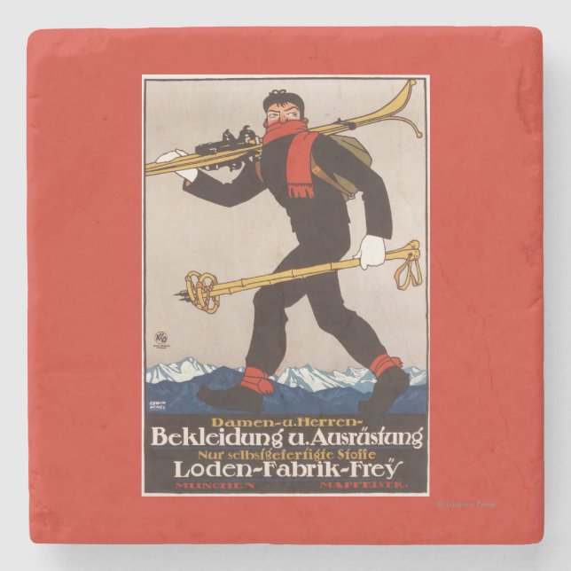 Loden Ski Clothes Skiing Advertisement Poster Stone Coaster (Front)