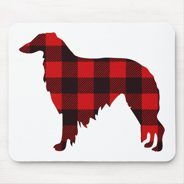 Lodge Borzoi Buffalo Plaid Mouse Pad (Front)